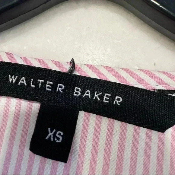 NWOT Walter Baker JORDAN TOP Blouse Pink Stripe Cotton Button Down Ruffle XS - Picture 3 of 8